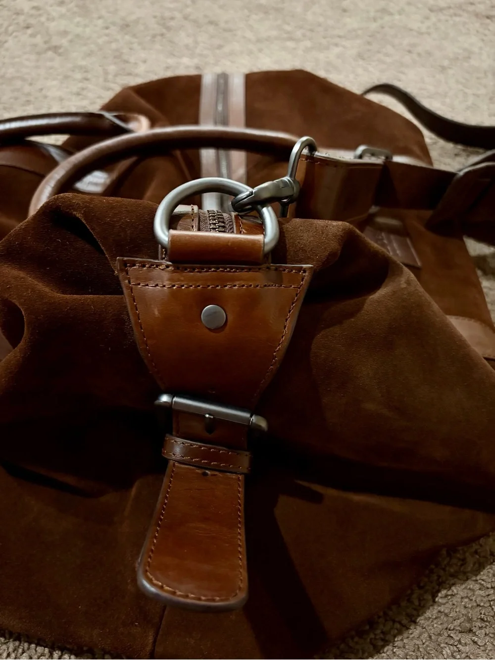 Loake Dark Brown Suede & Leather Travel Duffel